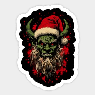 Vintage Krampus Christmas Holiday Horror Graphic Sticker